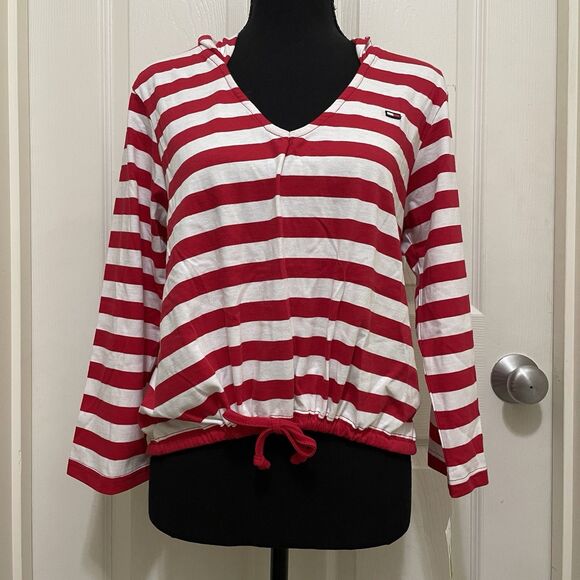 Vintage NWT Tommy Jeans Striped Shirt Nautical Y2K Red White X-Large XL Hilfiger - Picture 1 of 13